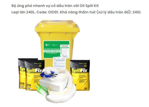 Bộ Ứng Phó Nhanh Sự Cố Tràn Dầu 240L Oil Spill Kit OS101 Spilfyter chính hãng phân phối COCQ Bộ Ứng Phó Nhanh Sự Cố Tràn Dầu 240L Oil Spill Kit OS101 Spilfyter chính hãng phân phối COCQ